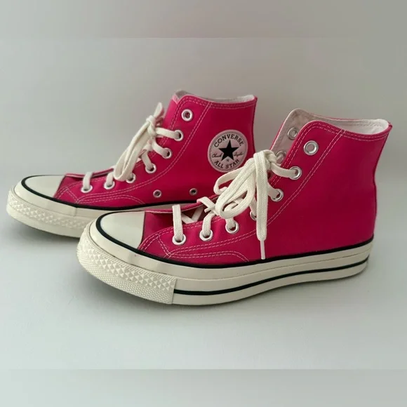 Converse High Top Sneakers Hot Pink Womens Size 8 - Picture 3 of 5